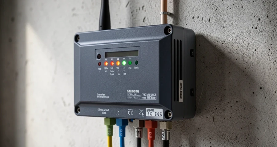 Residential rooftop installation in São Paulo showing solar panels and inverter mounting location on an interior wall, proper ventilation visible, clear morning light